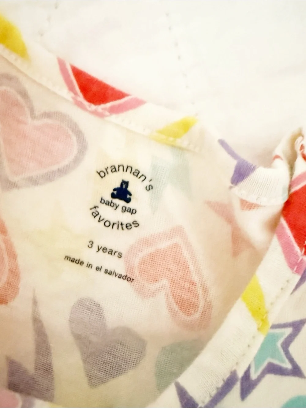 GAP Kids 3T Girls White Toddler Tee Multicolor Hearts & Stars